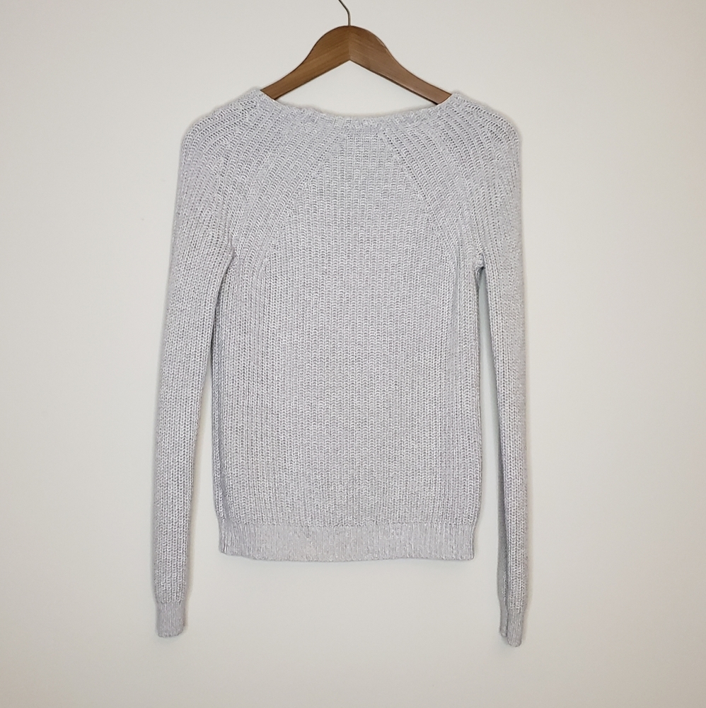 Preppy Minimalist Cable Knit Gray sweater Cotton Blend Small - Picture 3 of 7